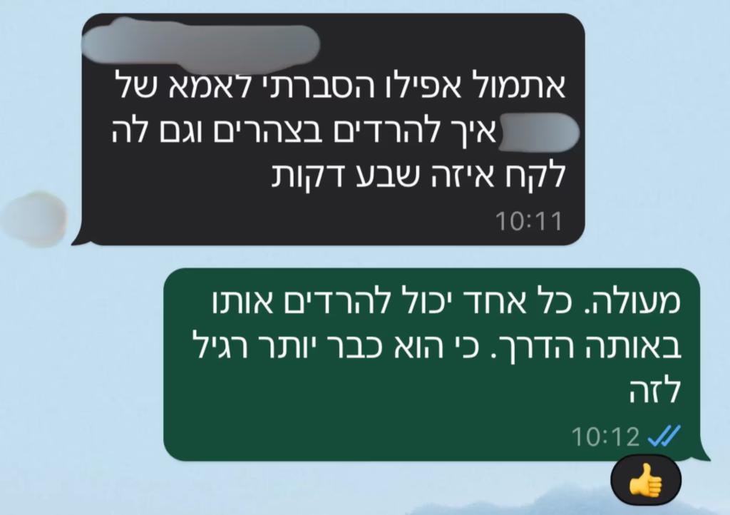 אתמול אפילו הסברתי לאמא של... איך להרדים בצהריים וגם לה לקח איזה שבע דקות