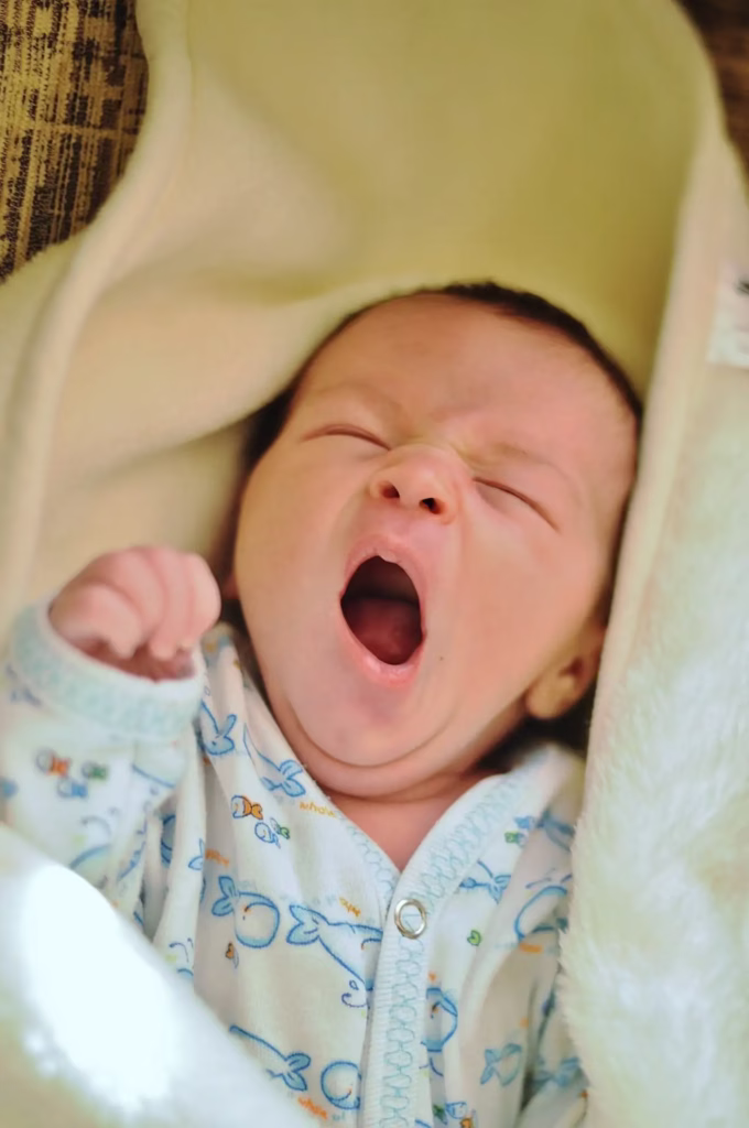 תינוק מפהק בתוך שמיכה חמימה, משדר עייפות ורוגע. שינה איכותית היא המפתח להתפתחות בריאה ולרווחת התינוק. בעזרת ייעוץ שינה מקצועי, תוכלו להקנות לתינוקכם הרגלי שינה בריאים ולהפוך את הלילות לנעימים ושלווים יותר עבור כל המשפחה.